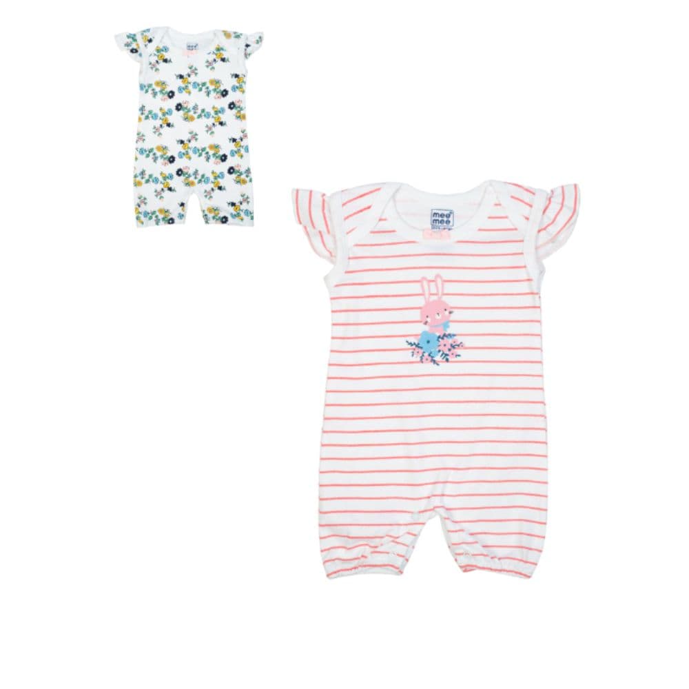 Mee Mee Romper Pack Of 2 - Coral and White